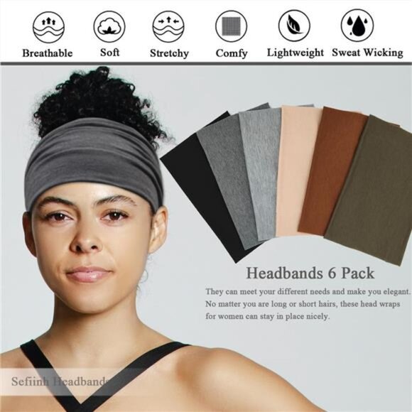 Wide Headbands For Women Stretch Headband Boho Head Bands Women's Hair Band - Picture 2 of 7